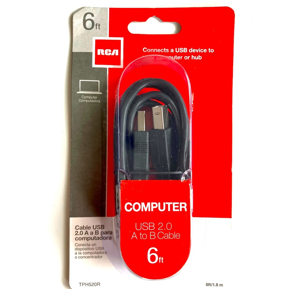 NEW RCA USB 2.0 A to B Cable Computer /Laptop to Printer, 6 ft